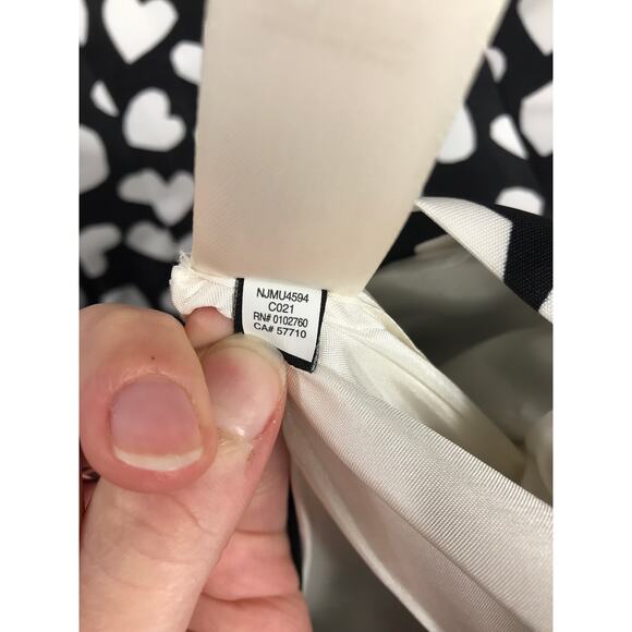 New Kate Spade Dancing Hearts Domino Short Dress Black Cream Feminine Cute Date - Picture 13 of 16